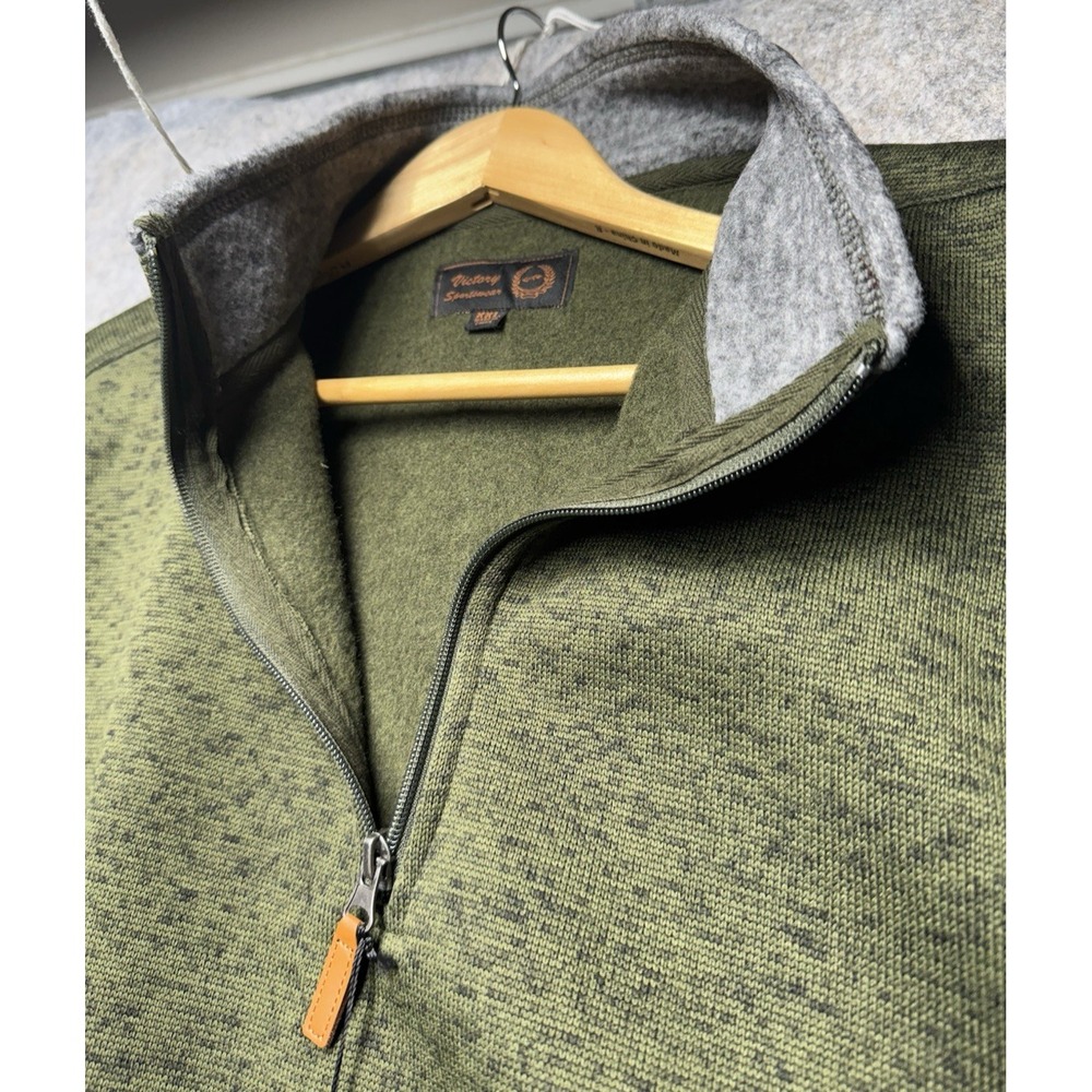 Victory Sportswear Fleece Pullover Mens XXL‎ Olive Quarter Zip Long Sleeve - Picture 10 of 13
